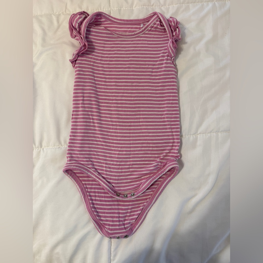 Little Sleepies Pink Striped Bodysuit